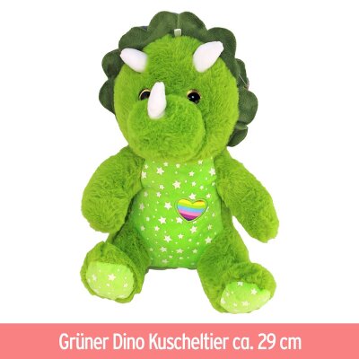Grüner Dino Kuscheltier - leuchtet im Dunkeln - ca. 29 cm