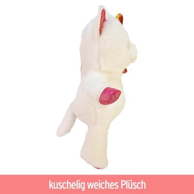 Teddykatze Kuscheltier mit Glitzerherz - 34 cm
