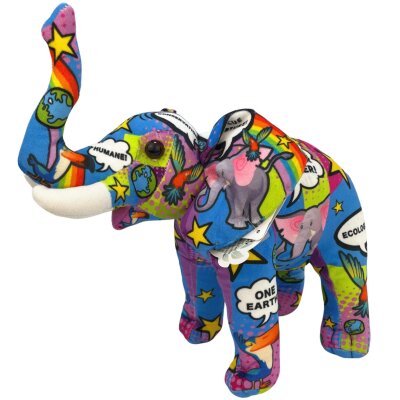 Buntes Elefant Stofftier Message from the Planet - ca. 32 cm