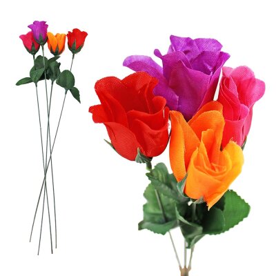 Plastik Rosen ca. 47 cm lang 4fach farbig sortiert