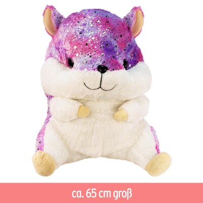 Hamster Stofftier groß XL mit Sternchen - lila - ca. 65 cm