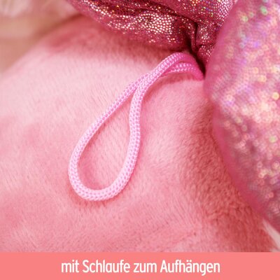 Hund Kuscheltier rosa mit Schleife und Halsband - ca. 30 cm