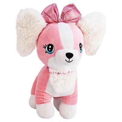 Rosa Hund mit rosa Schleife "Girly" - ca. 30 cm