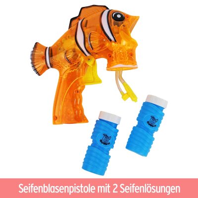 Seifenblasenpistole Fisch mit Licht und Seifenblasenlösung