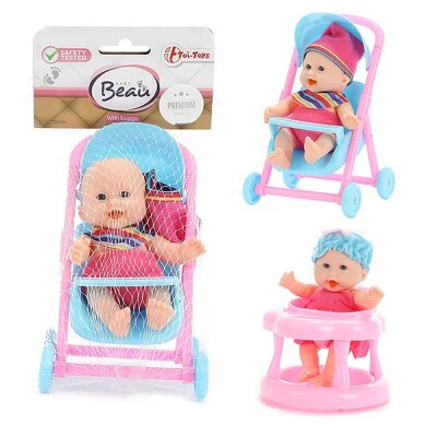 Mini Puppe Baby sitzend "Baby Beau" - ca. 12 cm