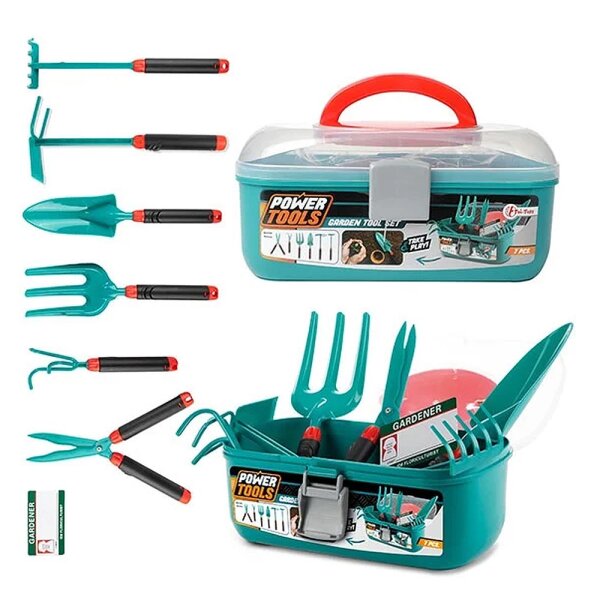 Gartenwerkzeug für Kinder im Koffer 7-teilig "Power Tools"