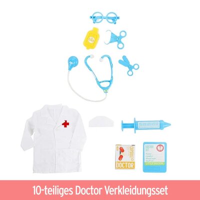 Arzt Kostüm für Kinder mit Zubehör Set - 10-teilig