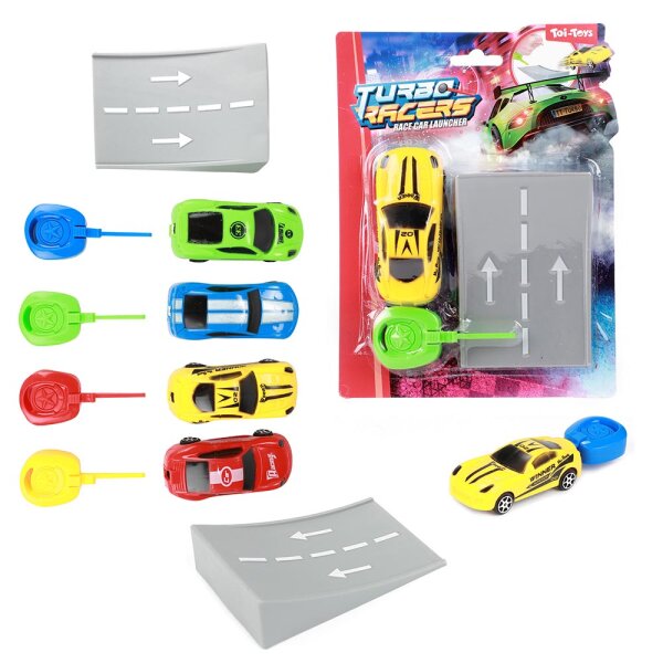 Auto Spielzeug mit Rampe und Abschuss - 4fach sortiert