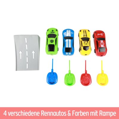 Auto Spielzeug mit Rampe und Abschuss - 4fach sortiert