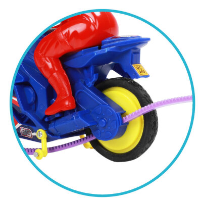 Spielzeug Motorrad mit Abschuss im Fotokarton
