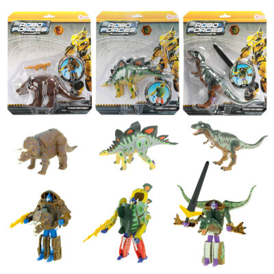 Verwandlungsroboter Dino Spielzeug - 17 cm - 3fach-sortiert