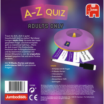 A-Z Quiz Adults Only Jumbo Partyspiel für Erwachsene