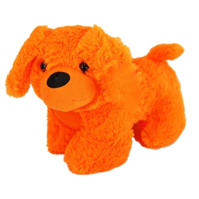 Plüsch Hund stehend in orange - ca. 23 cm
