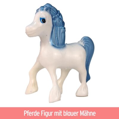 Pferd mit Kutsche Spielzeug rosa & blau - ca. 21 cm