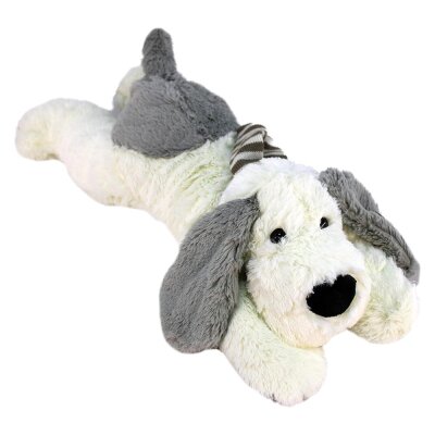 Kuscheltier Hund liegend braun & weiß - ca. 55 cm