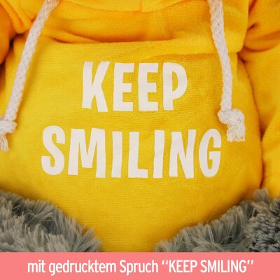 Faultier Stofftier mit Pulli gelb "Keep Smiling" - ca. 60 cm