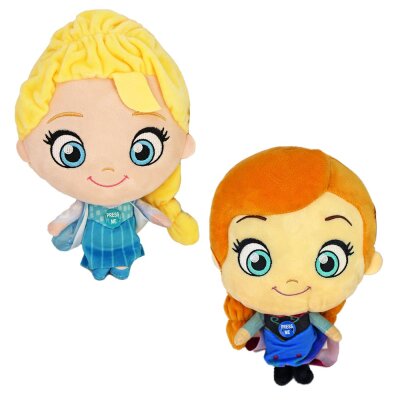 Frozen 2 Kuscheltier Anna & Elsa mit großem Kopf & Sound - ca. 27 cm