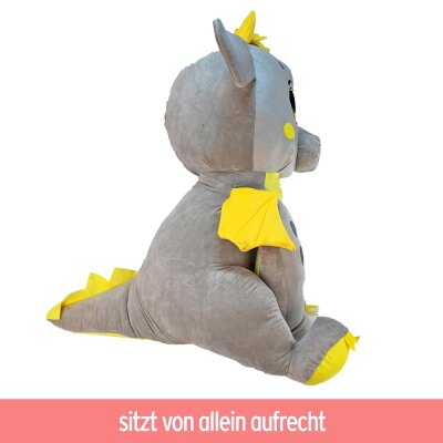 Grauer Drache Kuscheltier XXL - ca. 80 cm