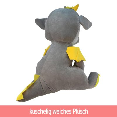 Grauer Drache Kuscheltier XXL - ca. 80 cm