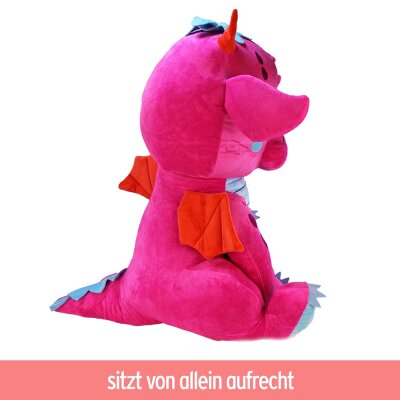 Kuscheltier Drache pink XXL - ca. 80 cm