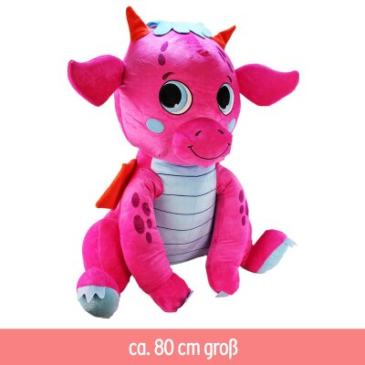 Kuscheltier Drache pink XXL - ca. 80 cm