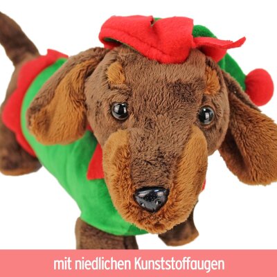 Dackel Kuscheltier "Thilo" mit Weihnachtskostüm - ca. 30 cm