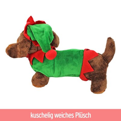 Dackel Kuscheltier "Thilo" mit Weihnachtskostüm - ca. 30 cm