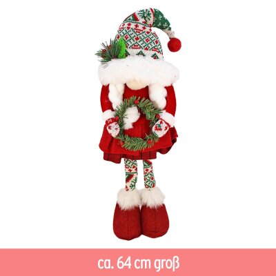 Deko Weihnachtsmann 60 cm stehend mit Kranz