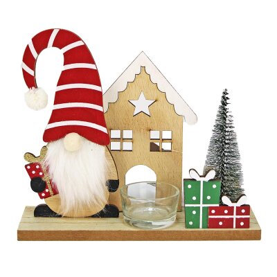 Weihnachts Holz Deko mit Santa für Teelicht - ca. 20...
