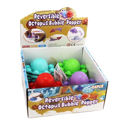Oktopus Spielzeug Gummi wendbar im Display - ca. 9 cm