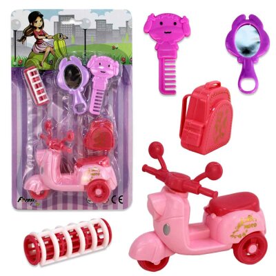 Motoroller Spielzeug rosa mit Accessoires