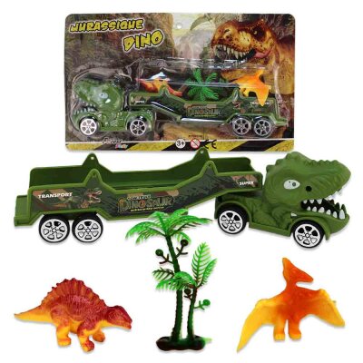 Dino Figuren Kinder mit Truck - 4-teilig
