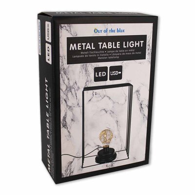 LED-Tischleuchte schwarz im Käfig aus Metall USB -...
