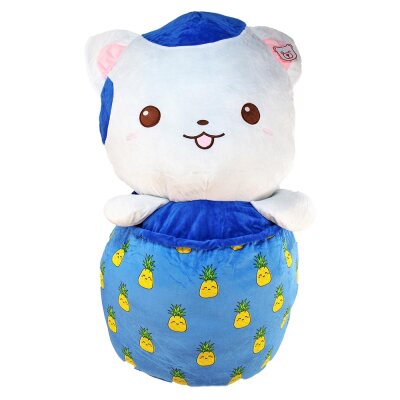 blaue Plüschtier Katze im Bubble Tea - ca. 60 cm