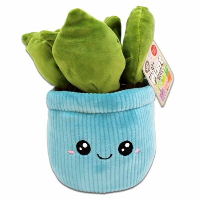 Kuscheltier Pflanze blau mit Kawaii Gesicht - ca. 20 cm