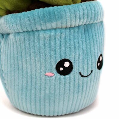 Kuscheltier Pflanze blau mit Kawaii Gesicht - ca. 20 cm