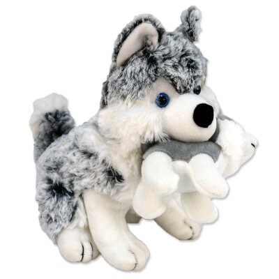 Kuscheltier Husky klein mit Baby - ca. 25cm