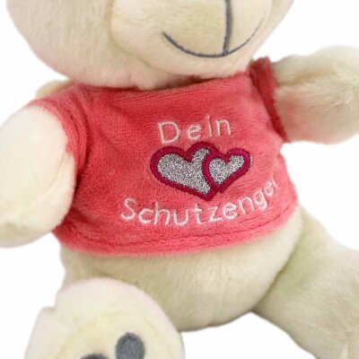 Dein Schutzengel Bär mit Shirt rot - ca. 25 cm