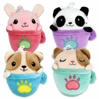 Kawaii Anhänger Tiere in Tasse aus Plüsch - ca....