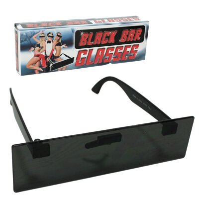 Zensurbrille "schwarzer Balken" mit schwarzen Gläsern