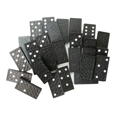 Dominosteine aus Kunststoff in Holzbox, ca. 15 cm