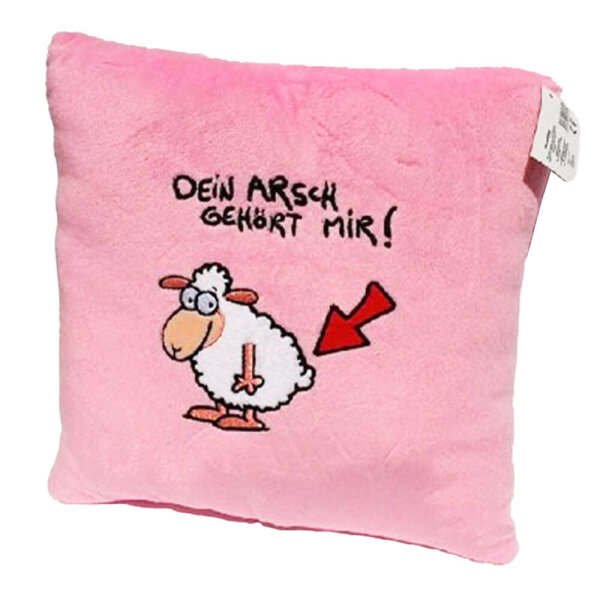 Kissen "Jan" mit Spruch "dein Arsch gehört mir!", pink, Plüsch, 30 cm