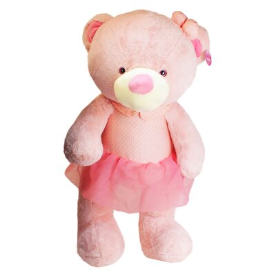 Teddy mit Kleid und Schleife für Mädchen rosa -...