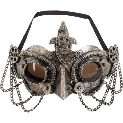 Maske im Steampunk-Style,silberfarben, mit Schnabel und...
