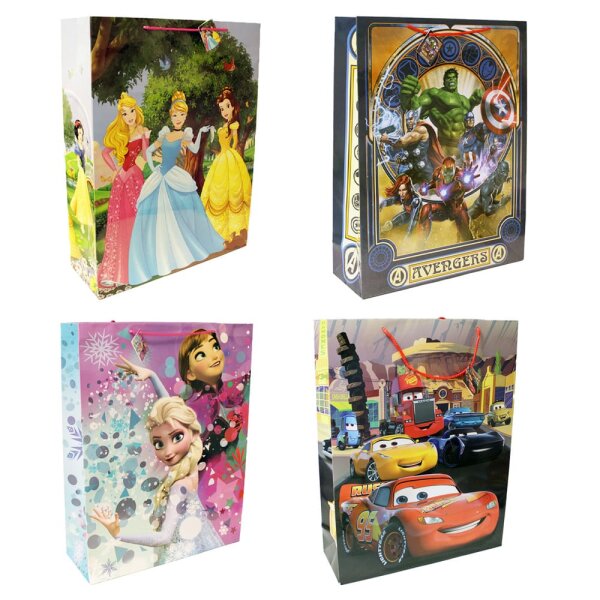 XL Geschenktüte, 4 verschiedene Motive Dornröschen/Cinderella/Belle, Avengers, Cars und Frozen