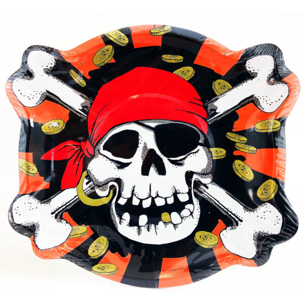 Pappteller Piraten "Jolly Roger" - 6er Set - ca. 28 cm