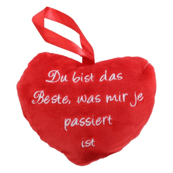 Herz Kissen "I love you!" Plüschkissen Kissenherz 20 cm weiss Valentinstag