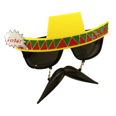 Faschingsbrille Sombrero mit Schnurrbart