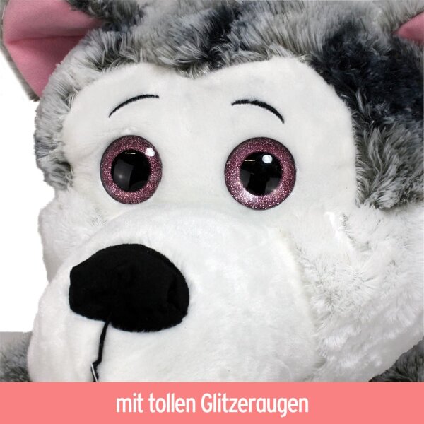 XL Plüsch Hund Husky 60 cm Plüschtier Kuscheltier Kindergeburtstag 