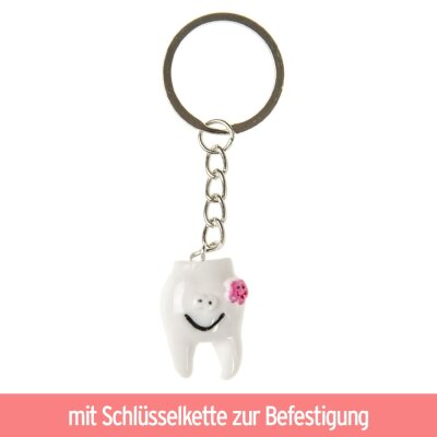 Zahn Schlüsselanhänger mit Smiley Motiv - ca. 3 cm